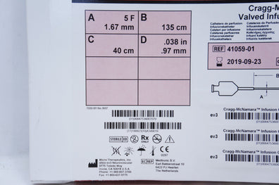 EV3 41059-01 Cragg-McNamara Valved Infusion Cath. 5F x 40cm x 135cm (x)